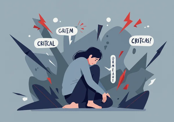 Person feeling overwhelmed by fear of rejection and criticism.