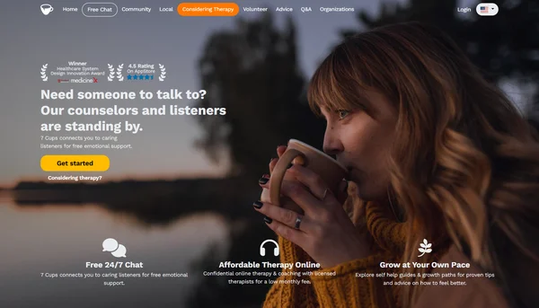 7 Cups การสนับสนุนทางอารมณ์ออนไลน์