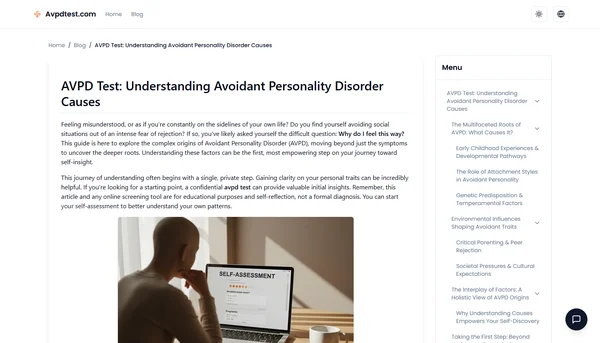 แบบทดสอบ AVPD: ทำความเข้าใจสาเหตุของโรคบุคลิกภาพหลีกเลี่ยง