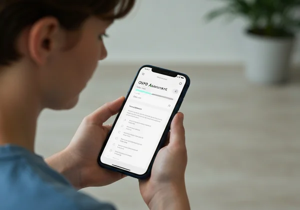 Person looking at a phone screen with AVPD assessment