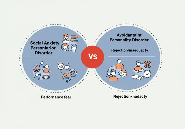 Diagram illustrating differences between social anxiety and AVPD.