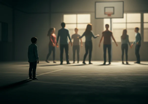 Person feeling excluded and isolated in a social group