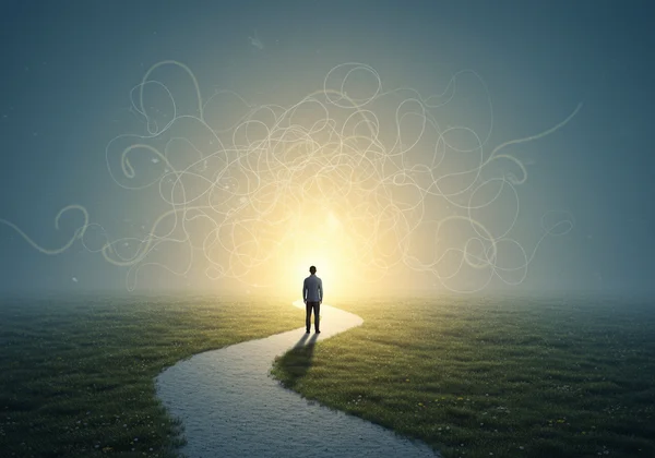 Person finding clarity and understanding on a path