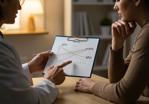 A mental health professional helping a person find clarity in diagnosis.